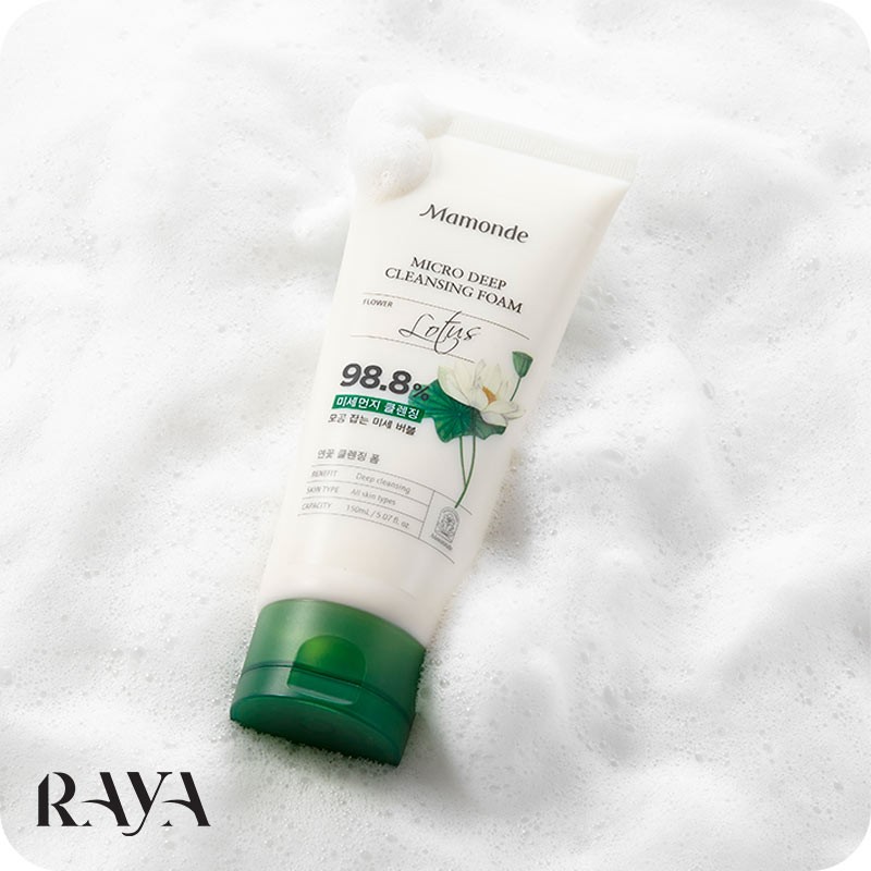 فوم میکرو پاک کننده عمیق منافذ نیلوفر ماموند حجم 50 و 150 میل Mamonde Micro Deep Cleansing Foam 